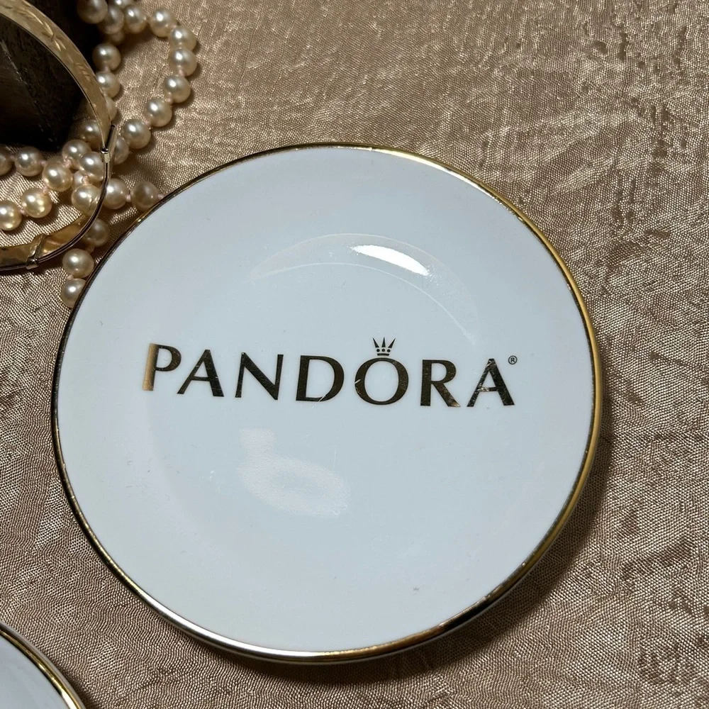 Pandora White and Gold Jewelry Holders (Set of 3 Pieces)